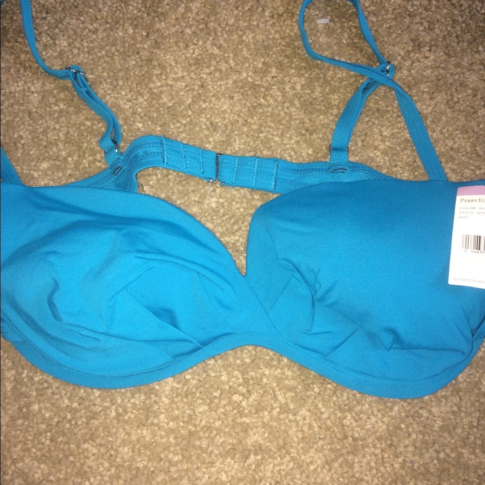 Perry Ellis TACTEL turquoise bikini top